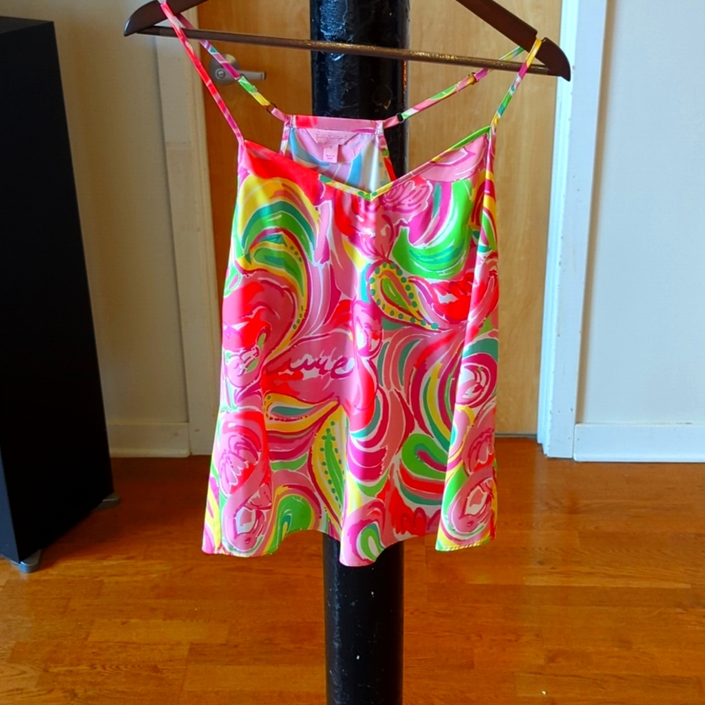 Flamingo Lily Silk Tank